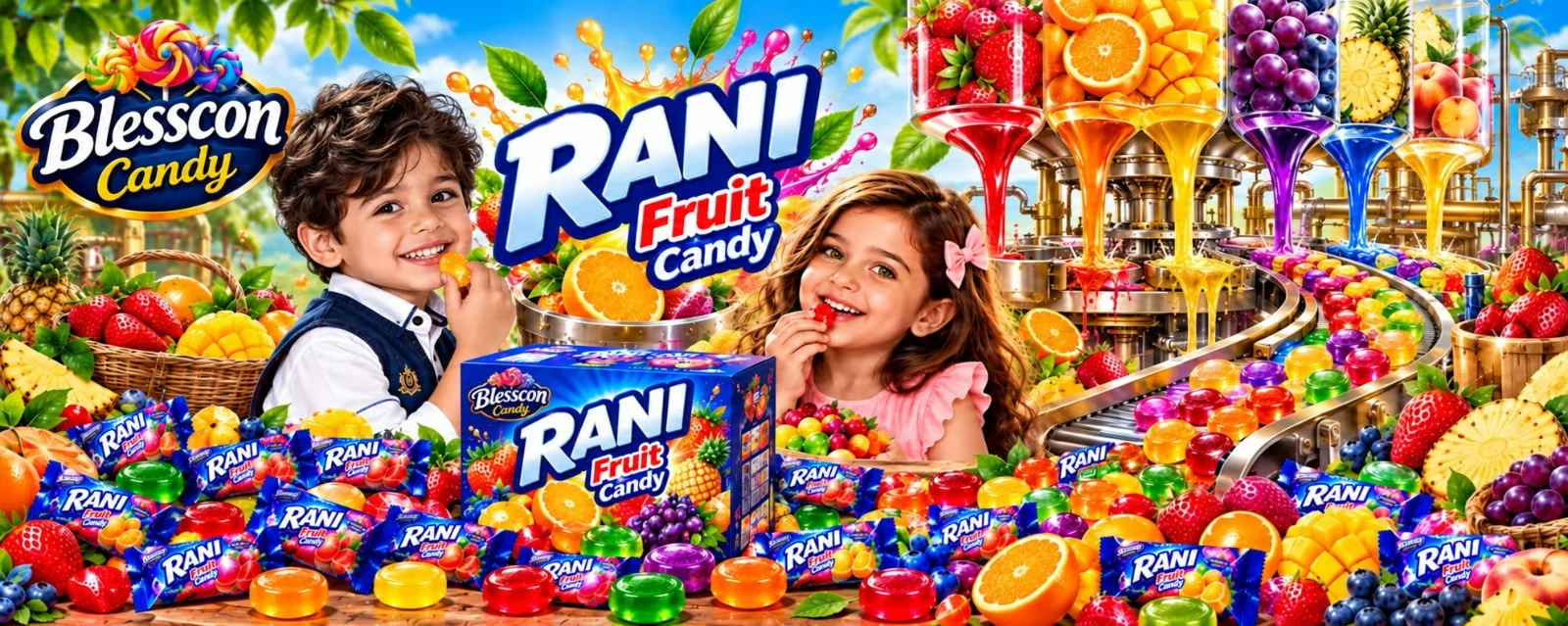 Blesscon Candy RANI Fruit Candy - happy kids, fresh fruit and colourful candies
